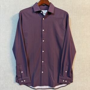 Mizzen+Main Leeward Shirt Men’s XL Trim Fit Stretch USA Burgundy Geo Print